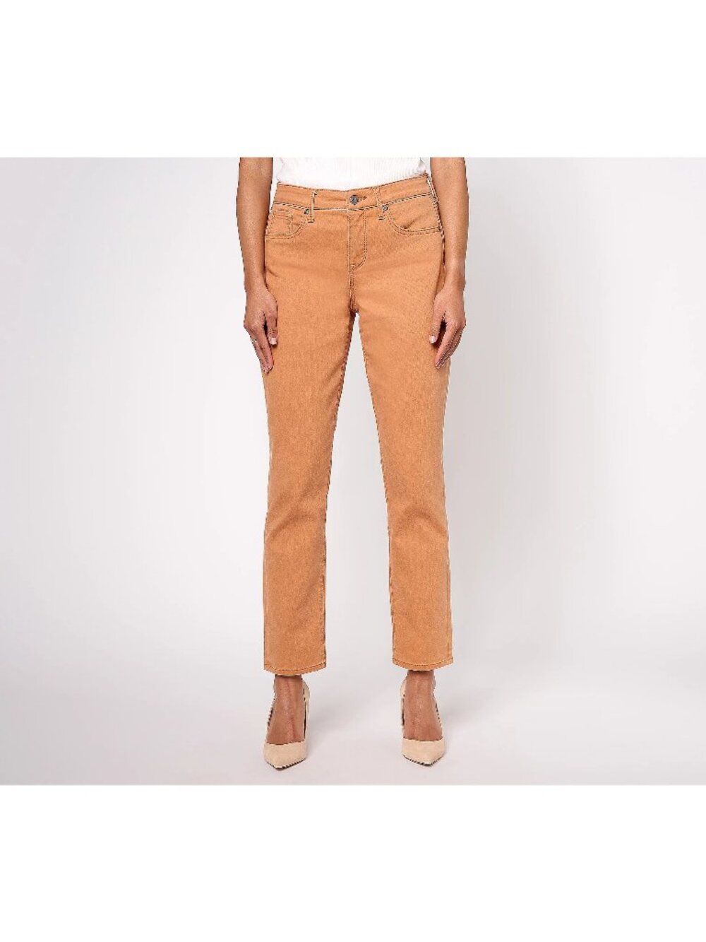 NYDJ Margot Girlfriend Jeans Size 14P Rust Brown Cool Embrace Lift Tuck Tech NEW
